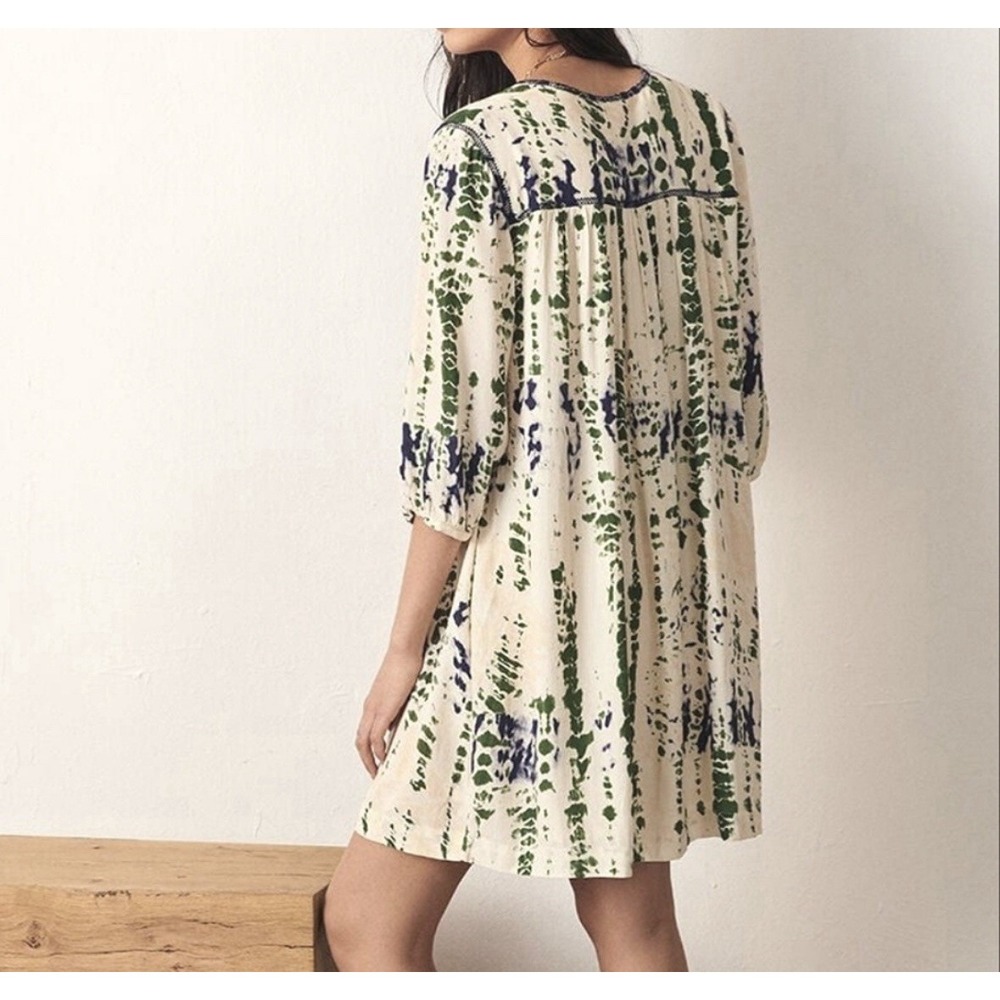 Ba&sh Bamboo Tie Dye Ilda Tunic‎ Dress Small Cream Green Boho Mini - Picture 4 of 14